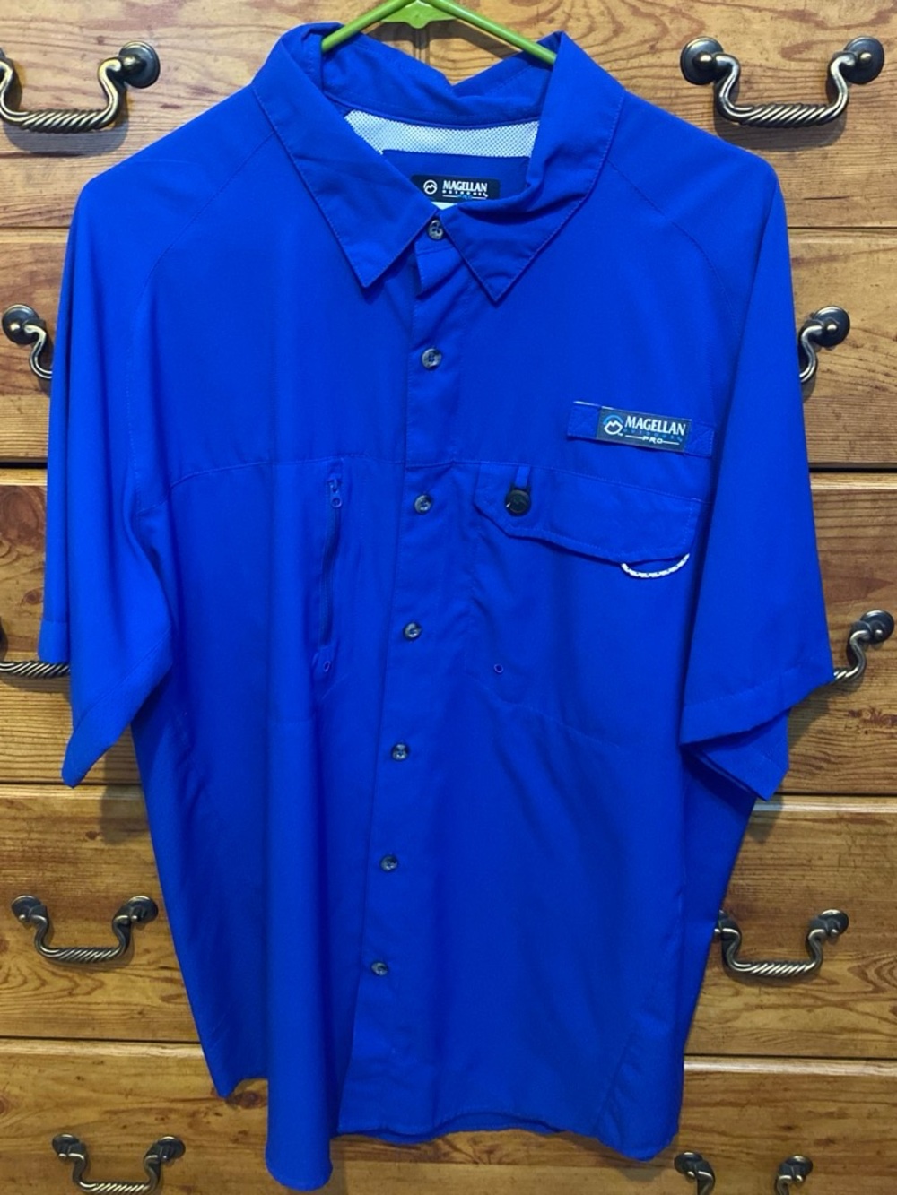Magellan Outdoors Men’s Short-Sleeve Button-Down Shirt in Royal Blue